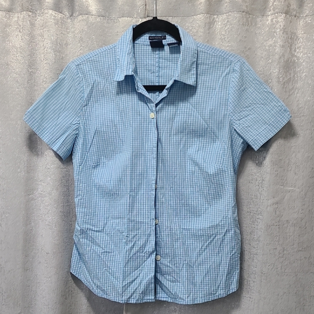 GAP Y2K Light Blue Checkered Shirt Size Small 2001 Hong Kong - Picture 1 of 8
